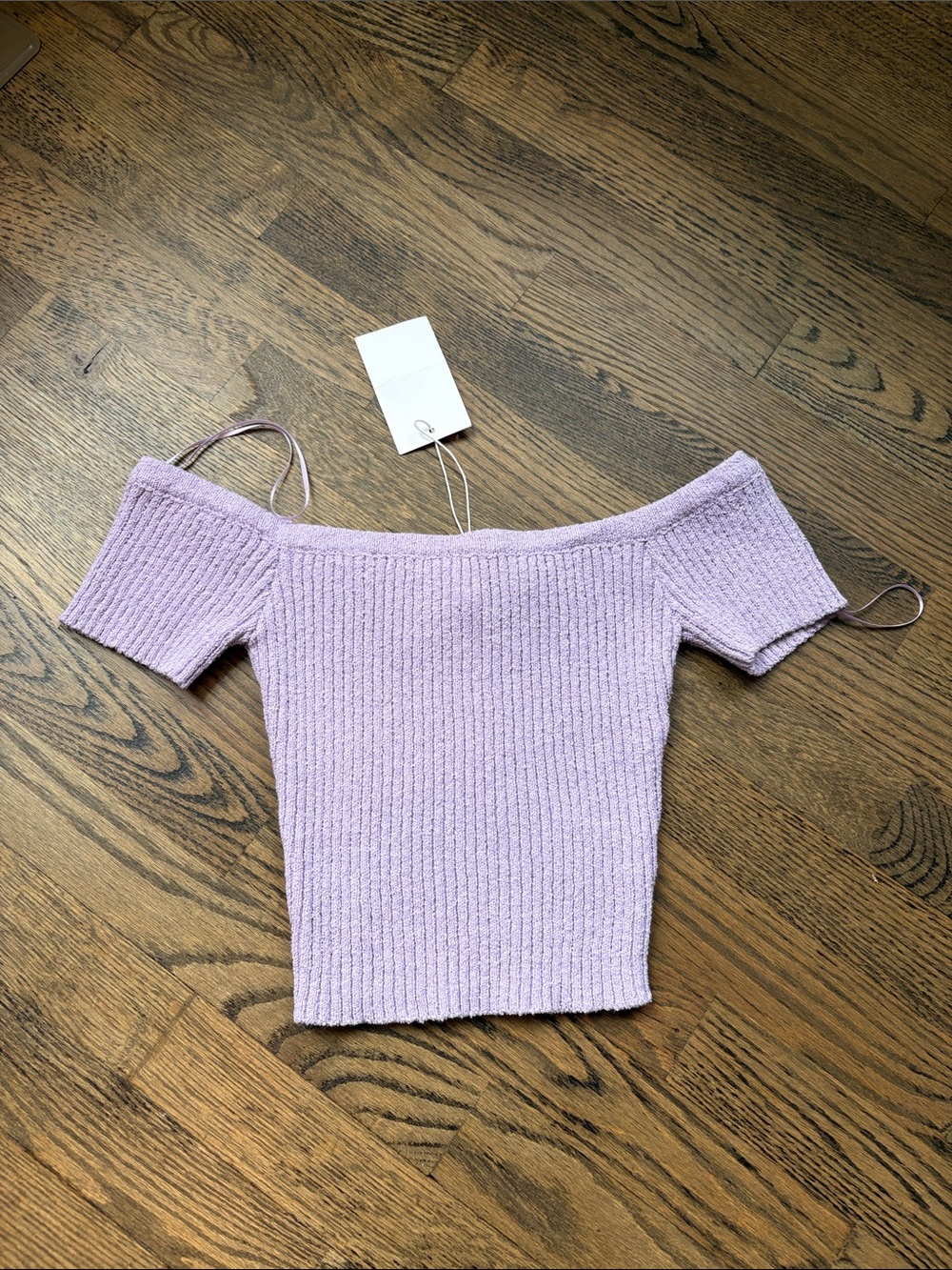 emory park Lavender Ribbed Off-the-Shoulder Knit Top